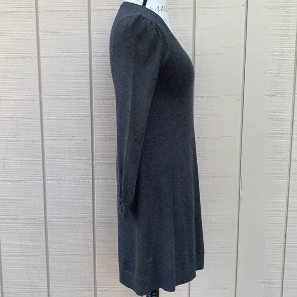 NWOT ANN TAYLOR LOFT Petites Gray V-Neck Swing Sweater Dress - Picture 7 of 14